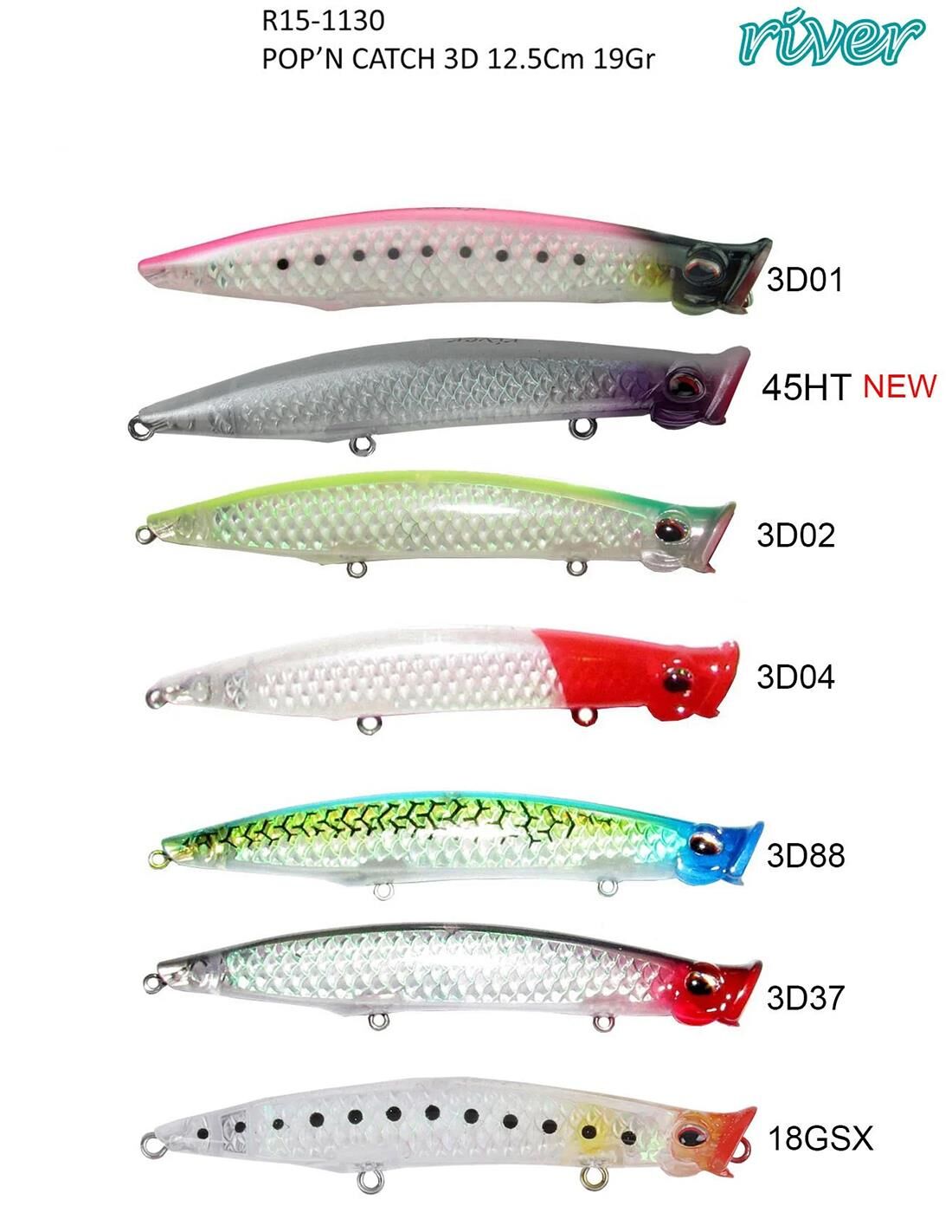 River Pop N Catch 3D 125 12.5cm 19gr Su Üstü Popper Yem