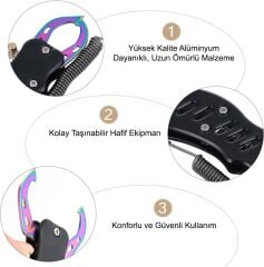 Oskar Alüminyum Balık Tutucu Gripper Yaylı Karabinalı - Mavi