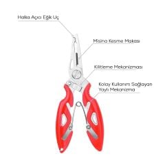 Bauer Balıkçı Pensesi - Kırmızı (Kitlenebilir Model)