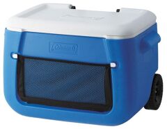 Coleman Poly-Lite Wheeled Mesh 50 QT Tekerlekli Soğutucu Buzluk 47.3 Lt-Mavi-Beyaz