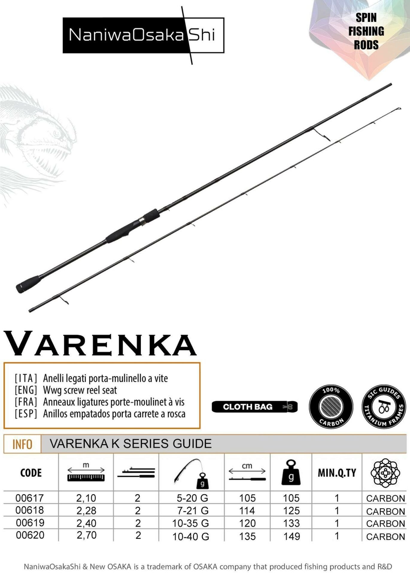 Naniwa Osaka Shi Varenka 240cm 10-35gr Spin Olta Kamışı