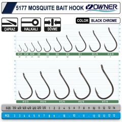 Owner 5177 Mosquito Hook Black Chrome Sinek İğne No: 3/0
