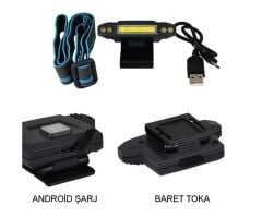 Watton WT-606 COB LED + 4 LED Şarj Edilebilir Kafa Feneri
