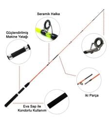 Katta Fishing Crocodile 180cm 100-250gr Tekne Kamışı - Turuncu