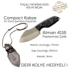 Foçalı 5001 Yatağan El Yapımı 15cm Kompakt Kolye Bıçak Av Kamp Bıçağı