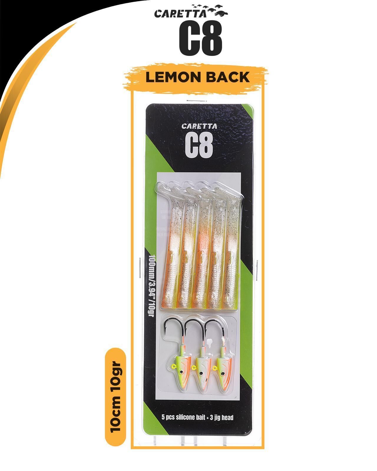 Caretta C8 10cm 10gr Lrf Silikon Yem Lemon Back