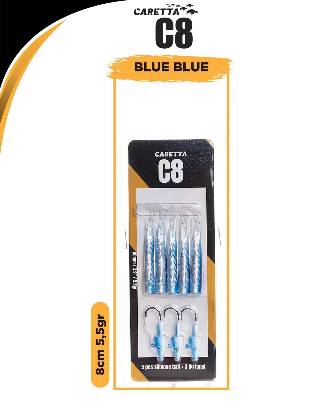 Caretta C8 8cm 5.5gr Lrf Silikon Yem Blue Blue