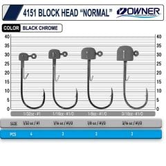 Owner 4151 Block Head Lrf Jighead - 3,6gr
