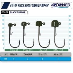 Owner 4151 GP Block Head Lrf Jighead -No:1/8 3,6Gr